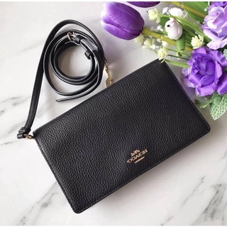 🎀 (สด-ผ่อน) กระเป๋าสะพายสีฟ้า สีดำ 3037 ANNA FOLDOVER CROSSBODY CLUTCH