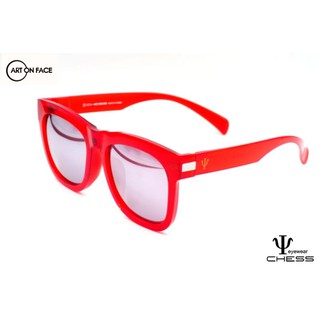 แว่นตากันแดด​ CHESS​ EYEWEAR​  กรอบพลาสติกสีแดงใส นำเข้าจากประเทศเกาหลี