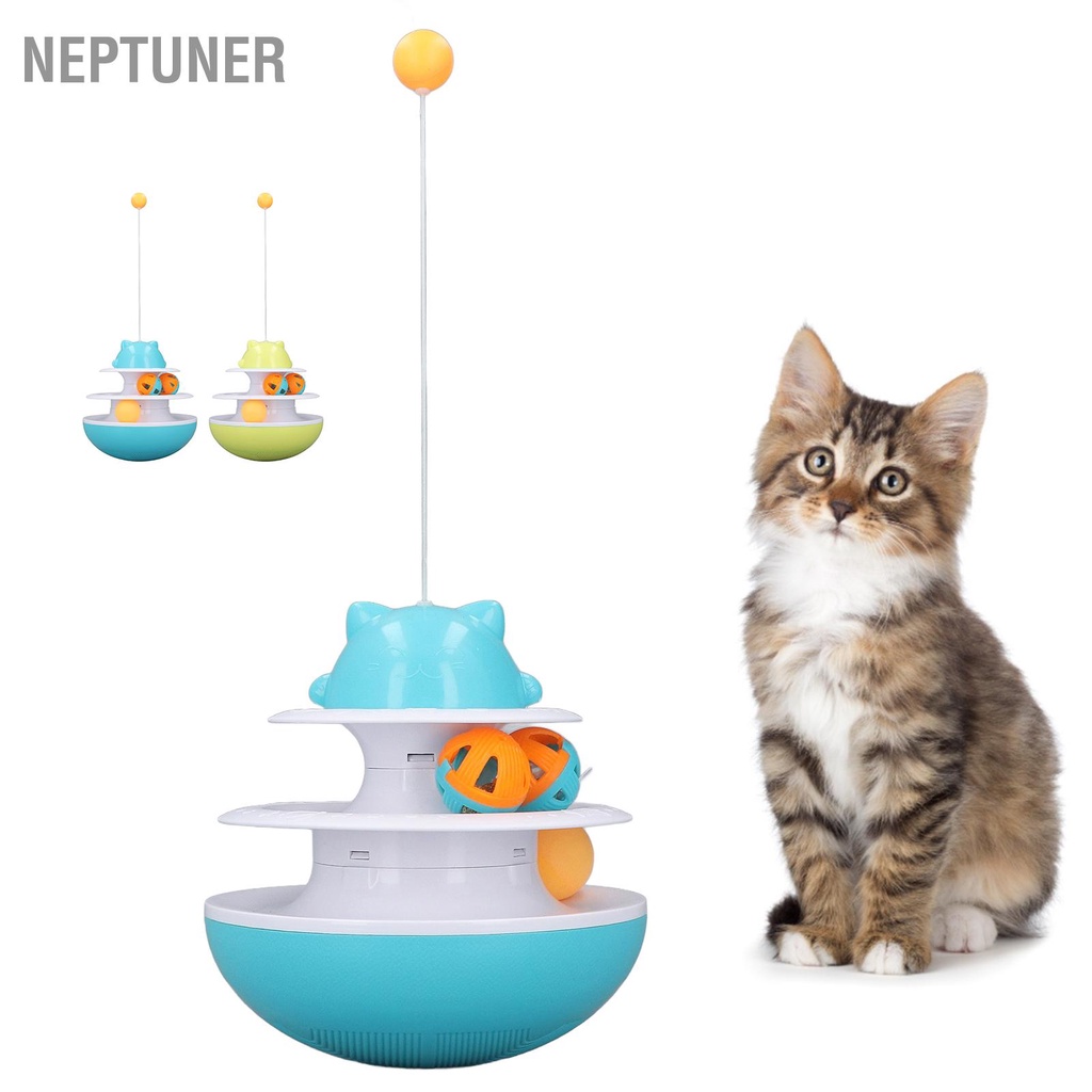 neptuner-ของเล่นแมว-จานหมุน-2-ระดับ-แบบโต้ตอบ-ออกกําลังกาย-ลูกแมว-ทาวเวอร์-ปริศนา-พร้อมลูกบอลกลิ้ง