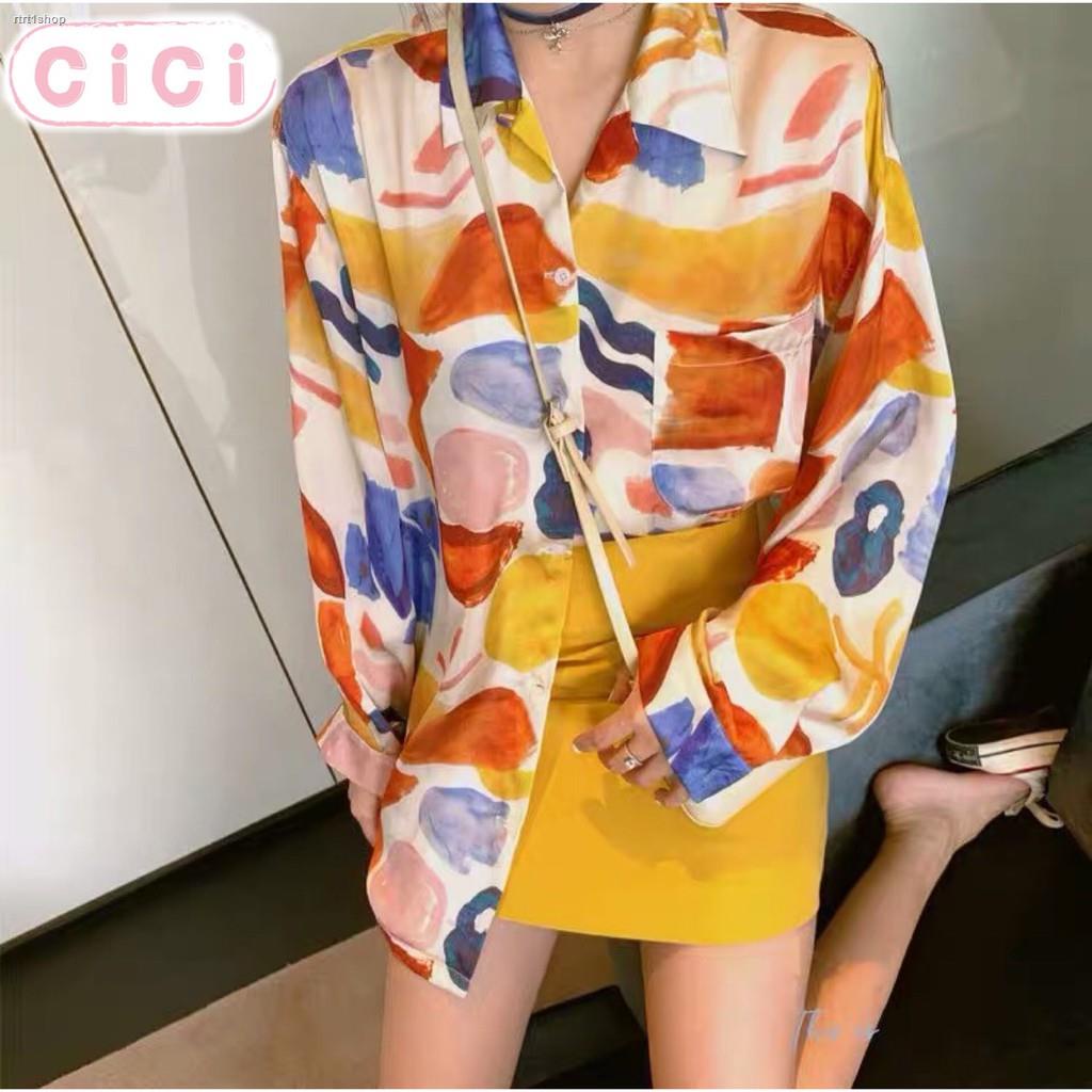 สปอตสินค้าcicishop-พร้อมส่ง-เสื้อเชิ้ตแขนยาว-สายเดี่ยว-พิมพ์ลายน่ารัก-2082-2083