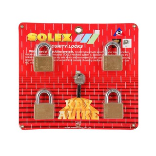 SOLEX กุญแจคีย์อะไลท์คอสั้น(4) 40 มม. ตัวแม่กุญแจ(LOCK) ผลิตจากทองเหลืองที่คล้องทำจากเหล็กกล้าคุณภาพดี มีความหนา แข็งแรง