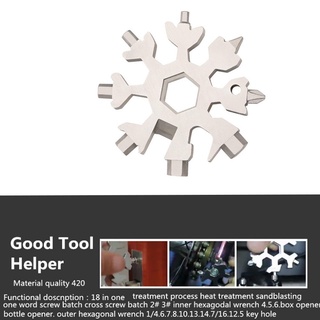 18 In 1 Snowflake Snow Wrench เครื่องมือประแจ Hex Wrench Multifunction Camping เครื่องมือการอยู่รอดกลางแจ้งไขควงที่เปิดขวด