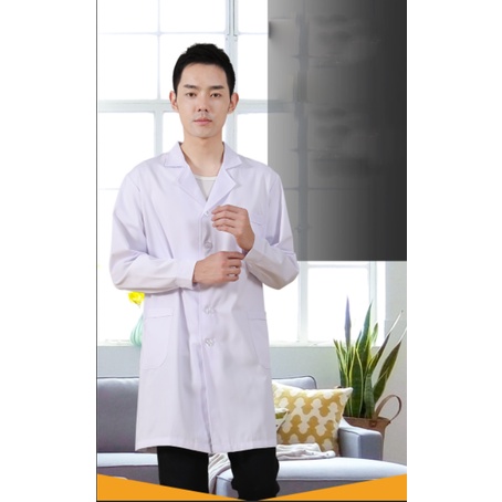 ภาพสินค้า( พร้อมส่ง)เสื้อกาวน์แขนยาว เสื้อกาวน์แพทย์ เสื้อกาวแบบยาว ส่งไว จากร้าน thinahappyshop บน Shopee ภาพที่ 3