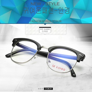 Fashion M korea แว่นตากรองแสงสีฟ้า D 754 สีดำเงาตัดเงิน ถนอมสายตา
