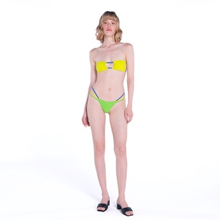 Angelys Balek ชุดว่ายน้ำString Bandeau Cutout Bikini &amp; 3 String Brazilian BriefSwimsuit  รุ่นSS22SW00201208 สีเขียวนีออน