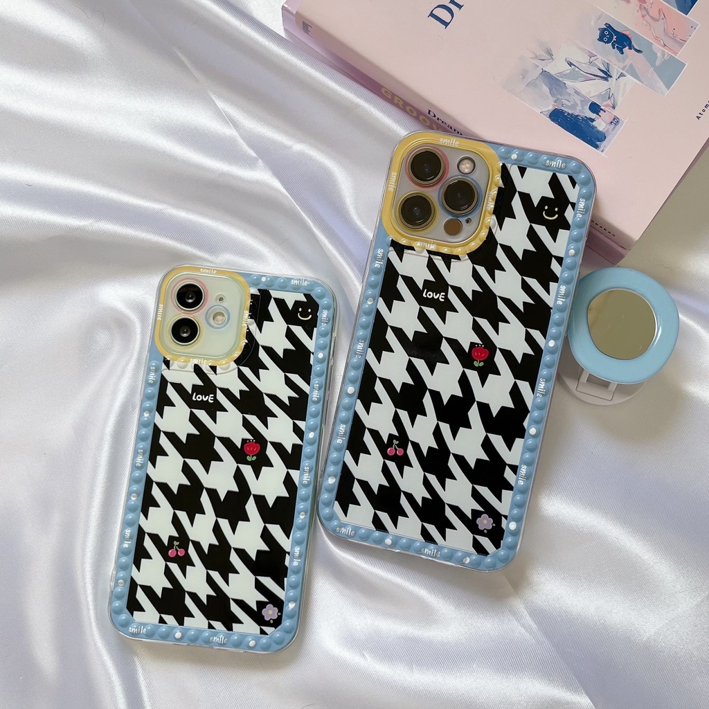 เคสแถมไอริง-เคสแถมที่ติด-holder-griptok-กระจก-สกรีนดำขาว-ไอริงวงกลม