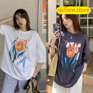 AKIFOON 🌷พร้อมส่ง🌷2324&amp; เสื้อยืดผู้หญิงสีขาวไซส์ใหญ่  เสื้อผ้าแฟชั่นสาวอวบ oversize ผ้ายืดนิ่มเสื้อยืดผญสวยๆ