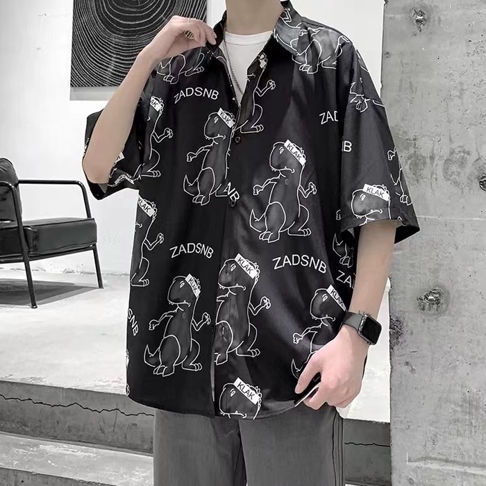 ภาพหน้าปกสินค้าเสื้อเชิ้ตแขนสั้นผู้ชาย สไตล์เกาหลี แนวสตรีท ลายการ์ตูน มีไซส์ M/L/XL/XXL จากร้าน freedomboy บน Shopee