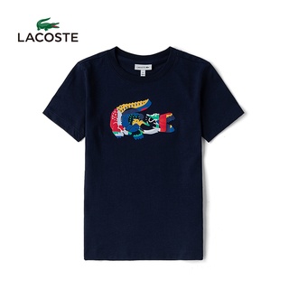 Lacoste เสื้อยืดแขนสั้นพิมพ์ลายจระเข้สไตล์ฝรั่งเศสแฟชั่นสําหรับผู้ชาย TJ1325