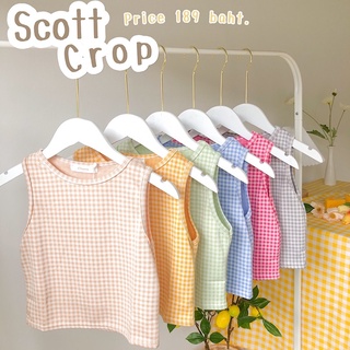 Scott Crop 🌽 เสื้อครอปแขนกุดลายสก๊อตสุดคิ้ววววพร้อมจัดส่ง