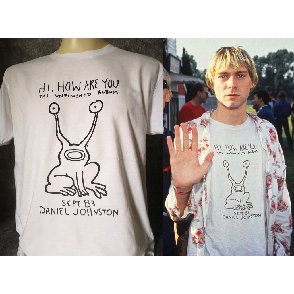 เสื้อยืดผ้าฝ้ายพิมพ์ลายเสื้อวงนำเข้า-kurt-cobain-hi-how-are-you-nirvana-grunge-retro-style-vintage-t-shirt