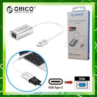 ORICO XC-102 Type-C to VGA Adapter Cable Silver อะแดปเตอร์ Type-C to VGA (1080P@60Hz) สายยาว 15 cm