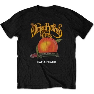 เสื้อยืดผ้าฝ้ายCOTTON เสื้อยืด พิมพ์ลาย The Allman Brothers Band Eat A Peach สีดํา สําหรับผู้ชาย และผู้หญิง Yk0062S-5XL