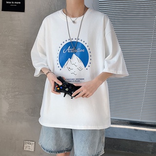เสื้อยืดโอเวอร์ไซส์❈เสื้อยืดแขนสั้นผู้ชาย 2022 ฤดูใบไม้ผลิและฤดูร้อนใหม่เสื้อยืดแขนสั้น ins เทรนด์น้ำแบรนด์ทั้งหมดตรงกับ