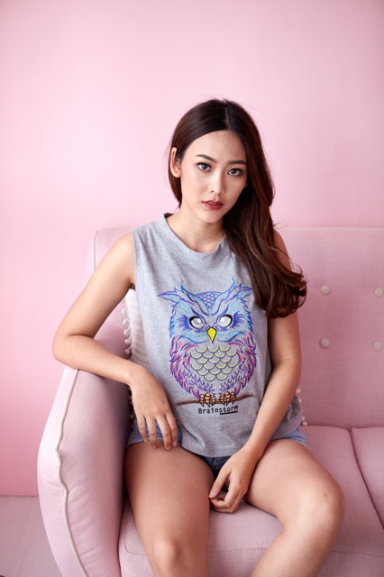 เสื้อครอป-crop-top-แขนกุด-ปักลายนกฮูก-ผ้านิ่ม-cotton-100
