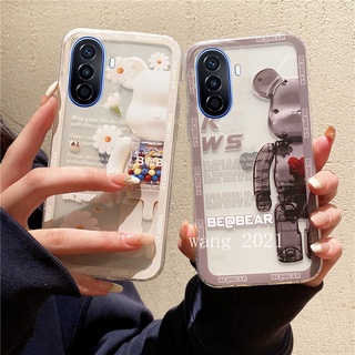 Ready Stock 2022 New Phone Case Huawei Nova Y70 เคส Casing New Trendy Popularity Cute Cartoon Bear Slim Clear Silicone Soft Case เคสโทรศัพท์