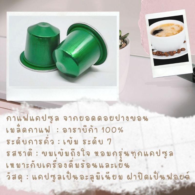 ภาพสินค้ากาแฟแคปซูล จากยอดดอยปางขอน คั่วเข้ม ใช้ได้กับเครื่องชงกาแฟระบบNespresso จากร้าน jj_baby_poon บน Shopee ภาพที่ 1