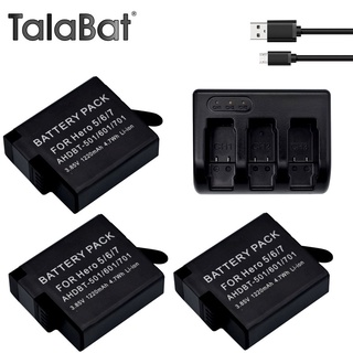 3.85V 1220mAh For GoPro Hero 7/6/5Battery  For Original Go Pro Hero7 Hero6 Hero5  Batteryor Three port charger Kit  Acce