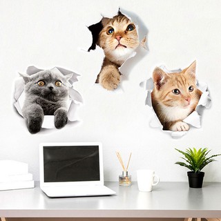 สติกเกอร์ติดผนัง 3D ลายแมว น่ารัก สำหรับห้องนอนเด็ก ติดตู้เย็น