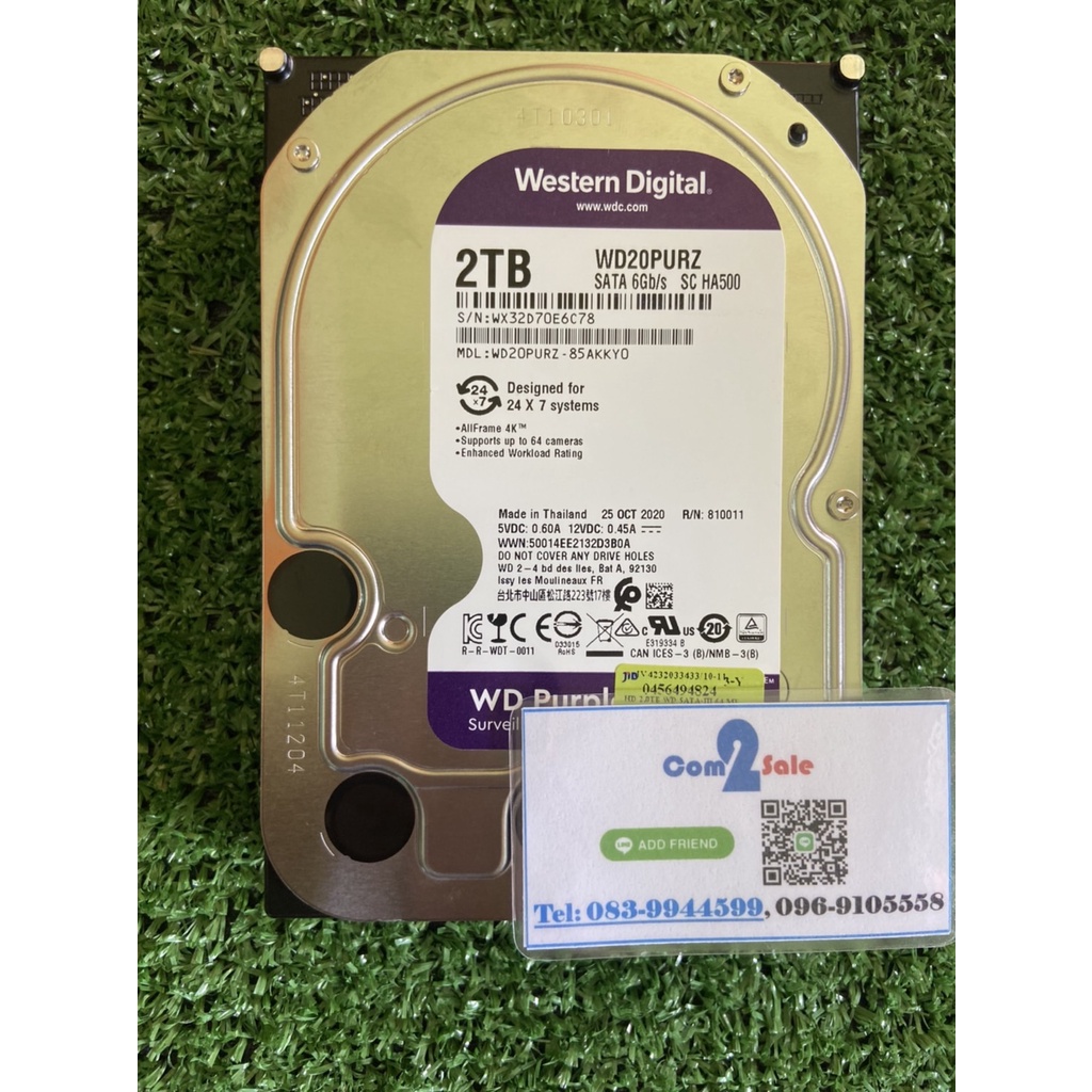 2 tb hdd cctv wd purple 5400rpm 256mb sata 3 wd20purz 