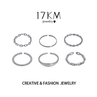 17KM 5 ชิ้น / เซต แฟชั่น บิด กลวง เงิน แหวน ชุด ที่เรียบง่าย บาง แหวน ผู้หญิง เครื่องประดับ