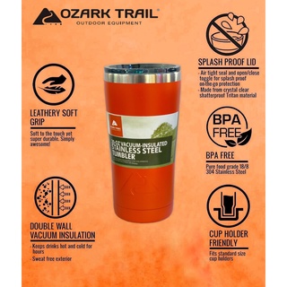 สินค้า Ozark trail 20oz tumbler แก้วสแตนเลส แก้วเก็บความเย็น ร้อน เก็บอุณหภูมิได้นาน