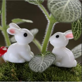 ฟิกเกอร์กระต่ายจิ๋ว สีขาว สําหรับตกแต่งบ้าน สวน งานฝีมือ 5 ชิ้น ต่อชุด