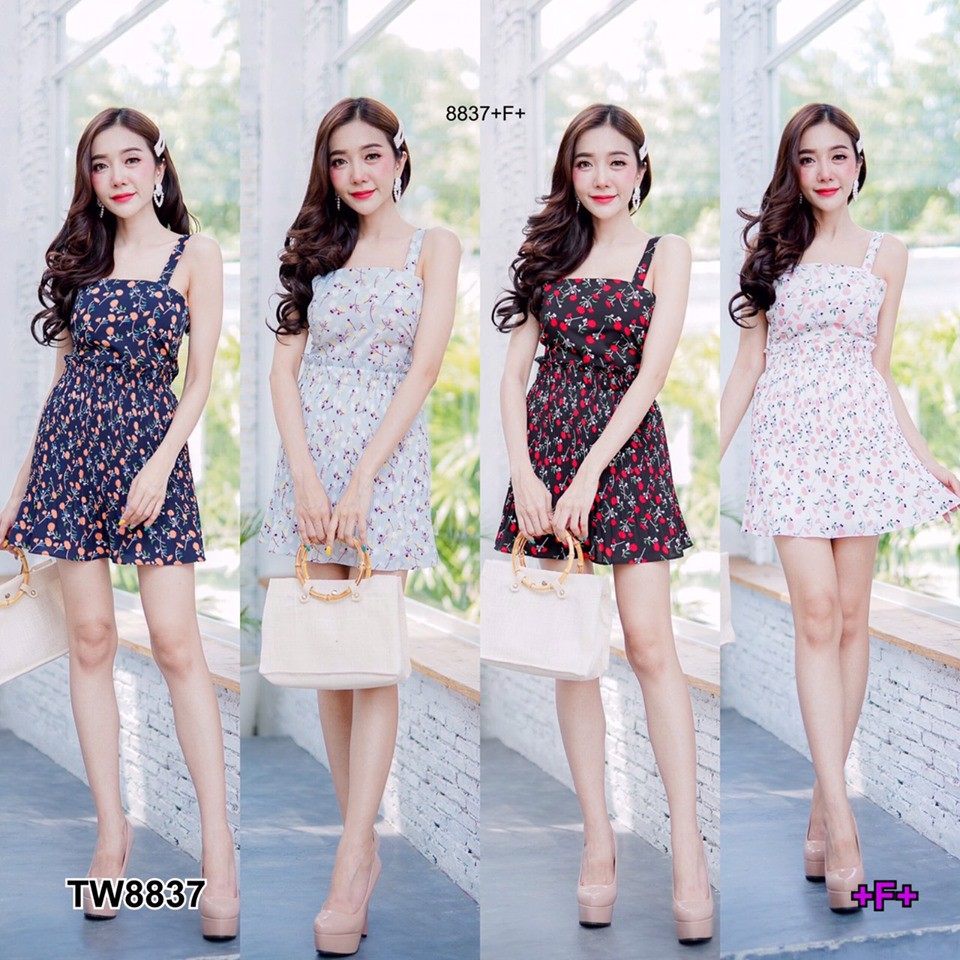 set-2-ชิ้น-เสื้อผูกหลัง-กระโปรงอัดพลีท-tw8837