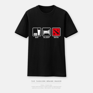 ราคาต่ำสุด!!เสื้อยืดแขนสั้นลาย Eat and Sleep Dota 2 แขนสั้นS-3XL