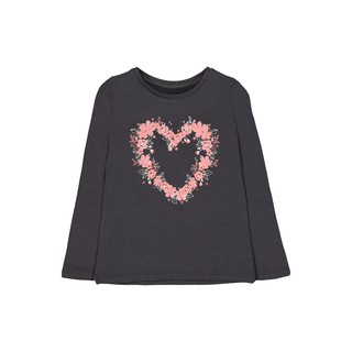 Mothercare เสื้อเด็ก เสื้อยืดแขนยาว สีเทาเข้ม ลายหัวใจ grey floral heart t-shirt