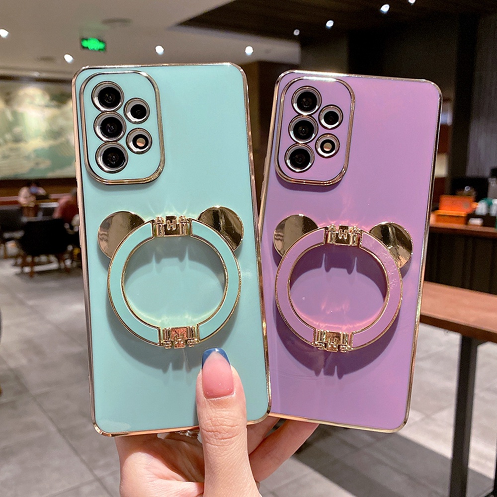 เคสโทรศัพท์มือถือ-ป้องกันเลนส์-พร้อมขาตั้ง-สีวาว-สําหรับ-smsung-a04s-a73-a53-a33-a23-a13-5g-a03-a03s-a72-a52-a32-a52s