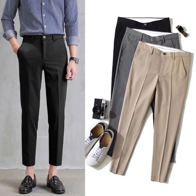 ภาพหน้าปกสินค้าในสต็อก) Fashion Casual Slacks Cropped Pants กางเกงสแล็ค จากร้าน jingyun01 บน Shopee