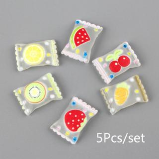 5Pcs/set Cute Resin Simulation Candy Flatback Cabochon for Kids Hair Accessories Making Phone Case DIY