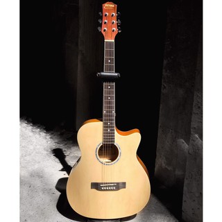 กีต้าร์โปร่ง ยี่ห้อVictoria ของแท้ สีไม้ธรรมชาติ ราคาประหยัด  VT-40N ทรงคอเว้า เสียงดี Guitar