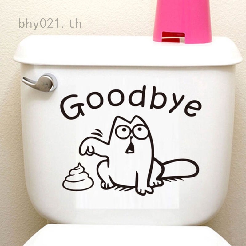 สติ๊กเกอร์ไวนิลรูปแมวสำหรับตกแต่งห้องน้ำ-1-ชิ้น