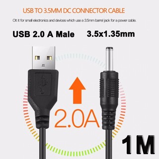 สาย USB 2.0 A Male To 3.5x1.35mm (100cm) 3.5mm Plug Barrel Jack 5V DC Power Supply Cord  Adapter  Cable 3.5*1.35mm