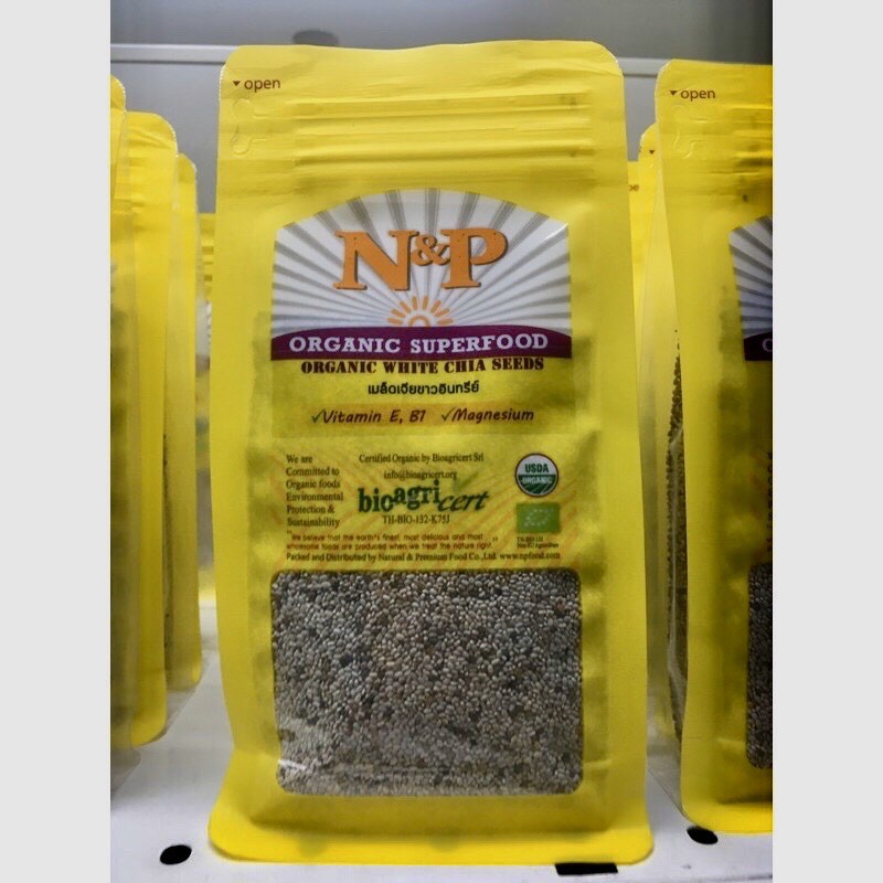 n-amp-p-organic-เมล็ดเจียขาว-ออแกนิค-ปริมาณ-250g-เมล็ดเจีย-white-chia-seed-chiaseed-โปรตีนจากพืช