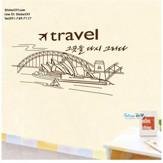 SALE Transparent wall sticker สติ๊กเกอร์ติดผนัง Sydney Opera House (กว้าง90cm.xสูง60cm.)