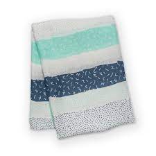 lulujo-ผ้าอ้อมมัสลินคอตตอนแบมบู-bamboo-muslin-swaddle-grey-spotted-stripe