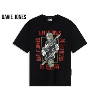 DAVIE JONES เสื้อยืดโอเวอร์ไซซ์ พิมพ์ลาย สีดำ Graphic Print Oversized T-Shirt in black WA0150BK