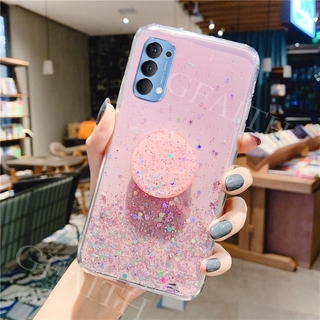 เคสโทรศัพท์ OPPO Reno 4 4G Thailand Version OPPO Reno4 Case Ins Glitter Star Space Soft Cover With Stand Holder Softcase With Jack Hole Phone Casing