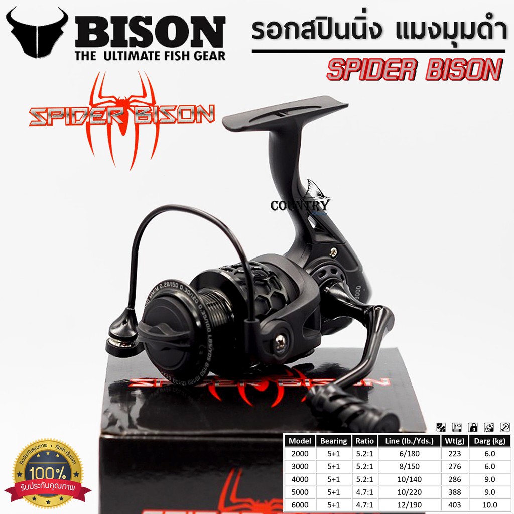 spider-bison-แมงมุมดำ-รอกสปินนิ่งไบสัน-สุดสวย-สีดำด้าน-ดุๆ-รับประกันคุณภาพ
