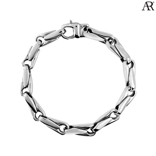 ANGELINO RUFOLO Bracelet ดีไซน์ Silver Hook Chain สร้อยข้อมือผู้ชาย Stainless Steel 316L(สแตนเลสสตีล)คุณภาพเยี่ยม สีเงิน