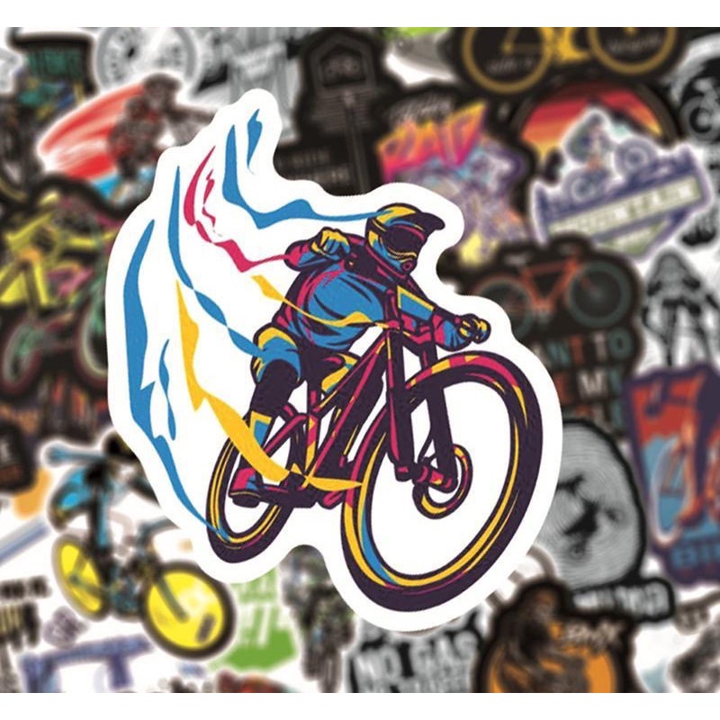 สติ๊กเกอร์-bike-art-34-จักรยาน-50-ชิ้น-สติกเกอร์-แต่ง-ติด-หมวก-เฟรม-กันรอย-จักรยาน-รถจักรยาน-เสือภูเขา-เสือหมอบ-downhill