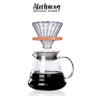 Alechaung กาดริปกาแฟ v60 ชุดดริปกาแฟสด set ที่กรองกาแฟ ที่กรองกาแฟ อุปกรณ์ดริปกาแฟ เหยือกกาแฟดริป coffee dripper set