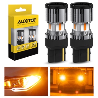 Auxito หลอดไฟเลี้ยว LED 7440 7444 7441 W21W WY21W สีเหลืองอําพัน 2 ชิ้น