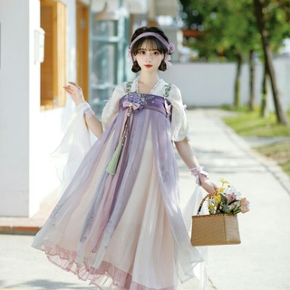 ชุดฮั่นฝูประยุกต์ คอลเลคชั่น A bouquet of midsummer แบรนด์ Luo Xiu Dong Xiang Hanfu ชุดจีน Lolita เดรส เสื้อ พู่ประดับ