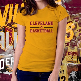 Tee เสื้อวินเทจผญ เสื้อคู่รัก - คลีฟแลนด์ คาฟลิเออร์ส บาสเกตบอล NBA CAVS เสื้อเชิ้ตสําหรับผู้หญิง 15