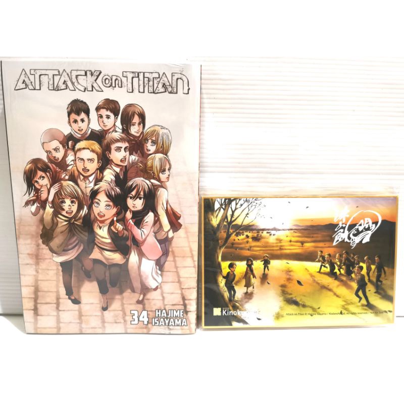 Attack on Titan Vol. 34 ฉบับภาษาอังกฤษ พร้อมของแถม shikishi พิมพ์ ...
