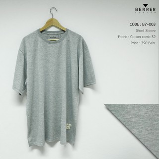 BERRER เสื้อผ้าผู้ชายอ้วน : เสื้อยืดแขนสั้น สีเทา